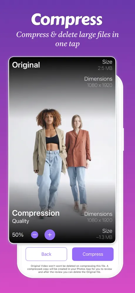 Compression screen with quality control