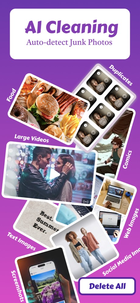 Fast Cleaner smart cleanup screen for screenshots, duplicate photos, and junk images